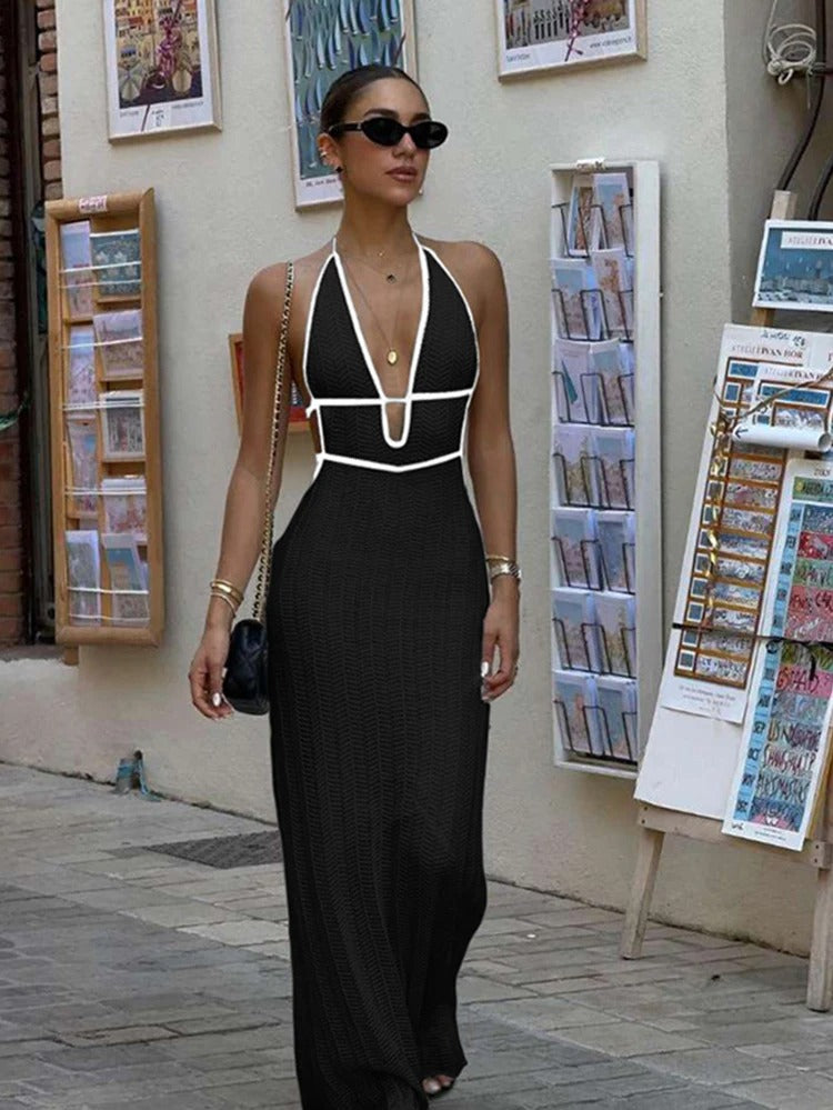 Robe dos nu à lacets pour femme
