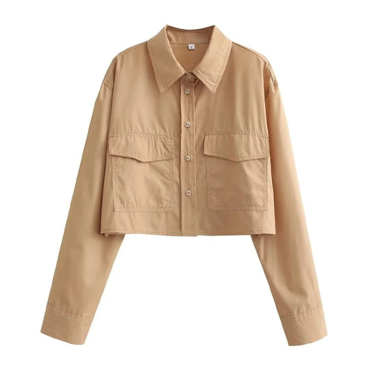 Chemise ample courte en popeline pour femme