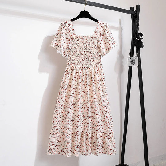 Robe midi en mousseline à fleurs pour femme