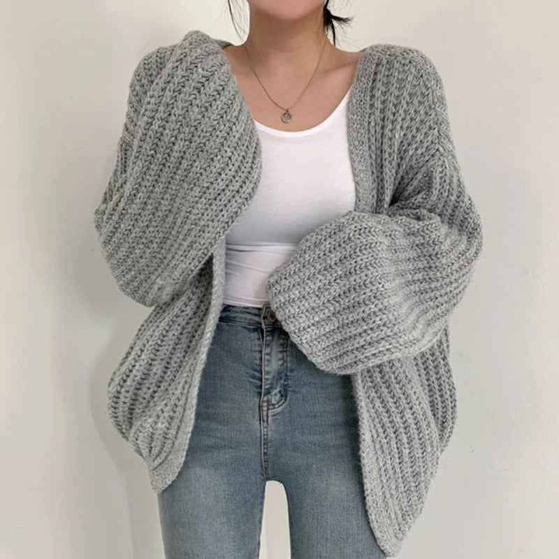 Cardigan vintage à manches lanterne pour femmes