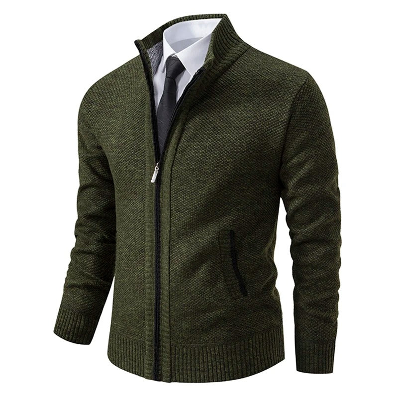Cardigan à fermeture éclair en polaire pour hommes