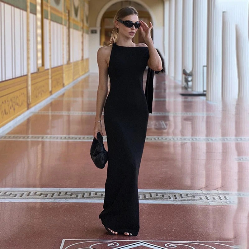 Robe de soirée sans manches ajustée pour femme