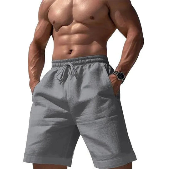 Short élastique en coton et lin pour homme