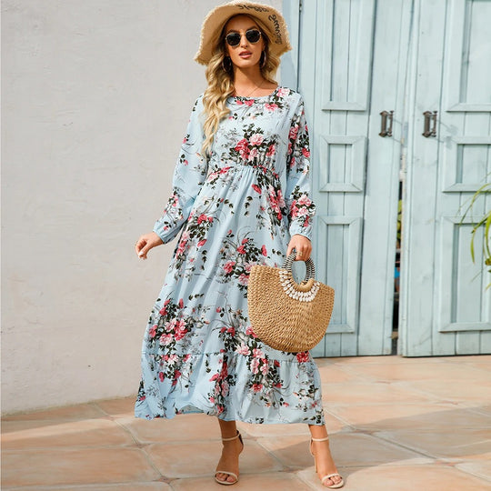 Robe longue bohème en mousseline pour femme