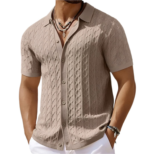 Retro Jacquard strikket polo for menn