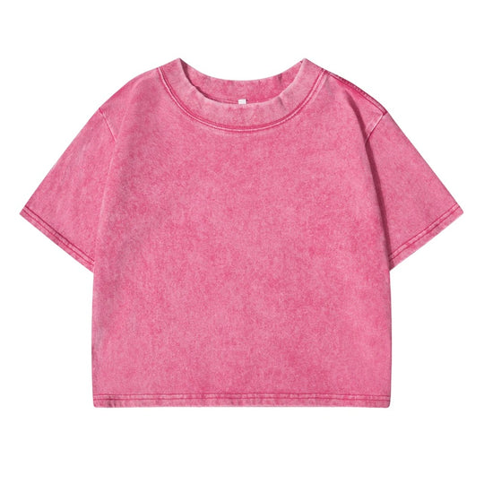 T-shirt délavé slim de couleur unie pour femmes