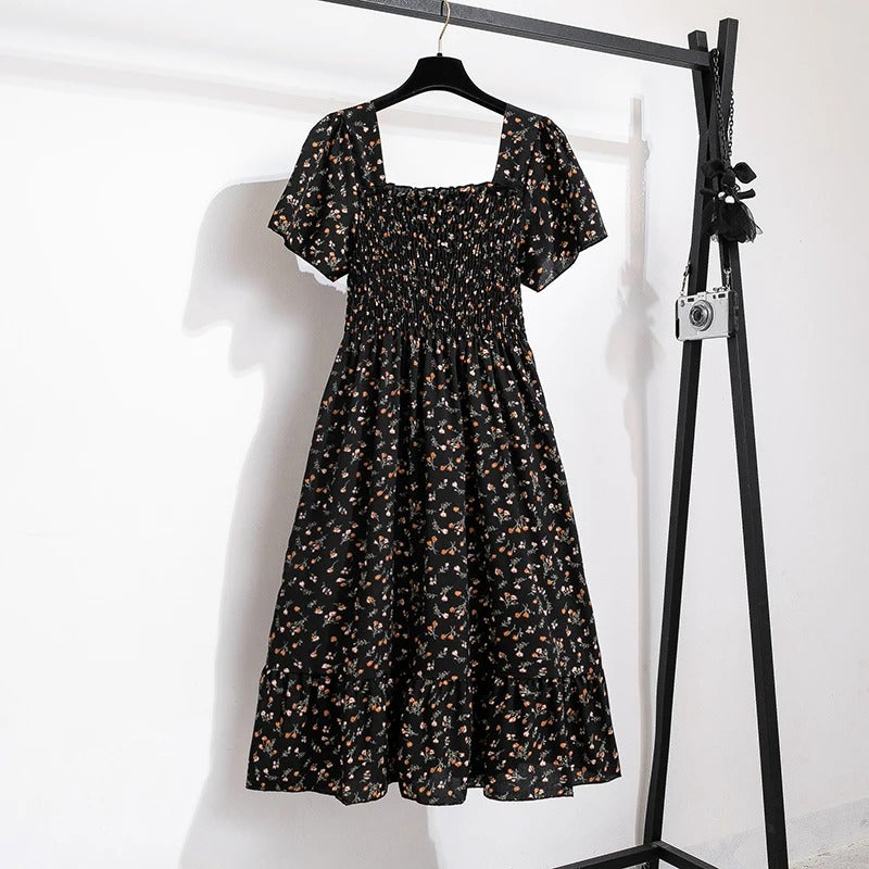 Robe midi en mousseline à fleurs pour femme