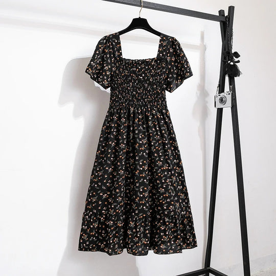 Robe midi en mousseline à fleurs pour femme