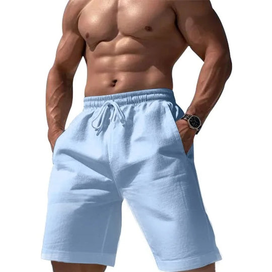 Short élastique en coton et lin pour homme