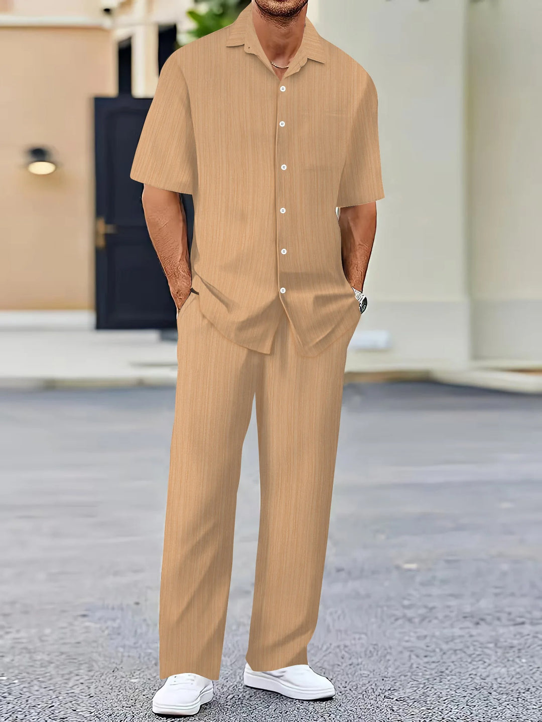 Ensemble chemise et pantalon rayés pour homme