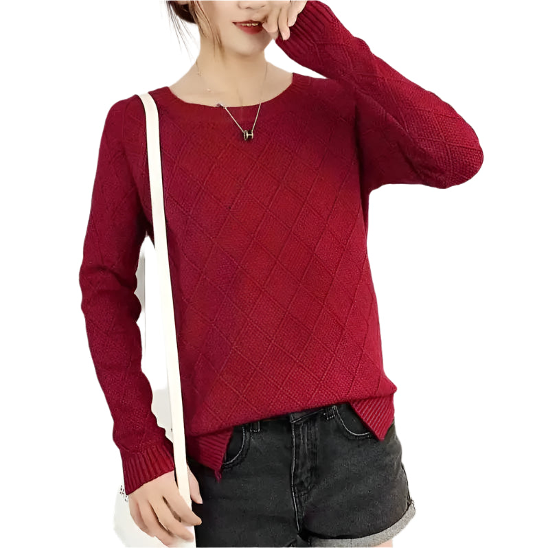 Pull en tricot de couleur pure pour femmes