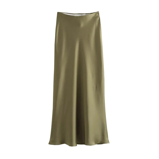 Jupe midi fluide en satin pour femme