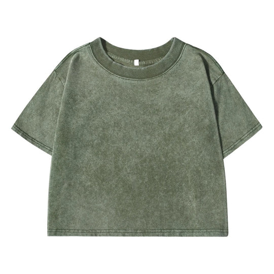 T-shirt délavé slim de couleur unie pour femmes