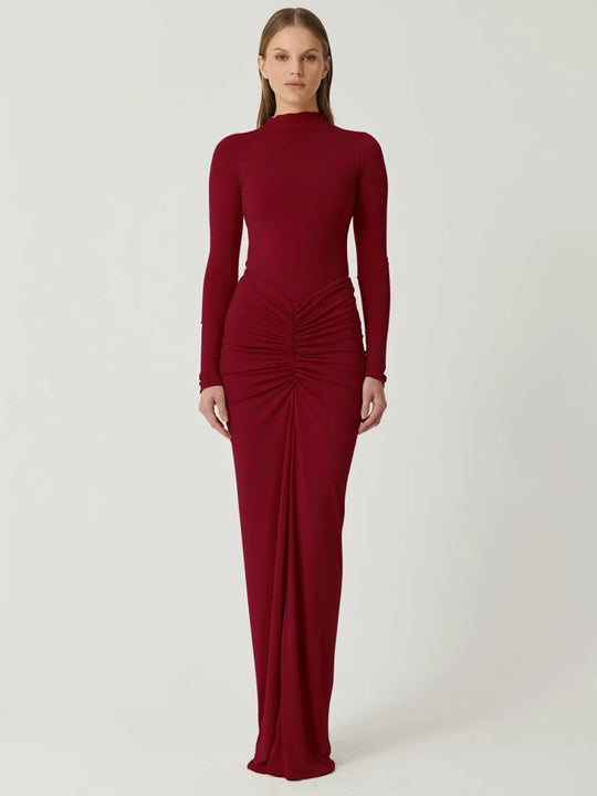 Robe de soirée plissée patchwork pour femme