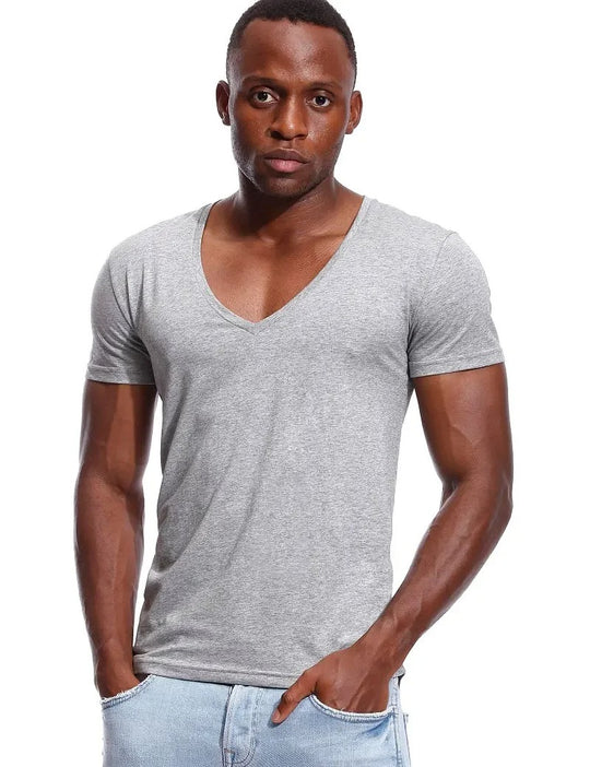 T-shirt à col en V profond pour homme