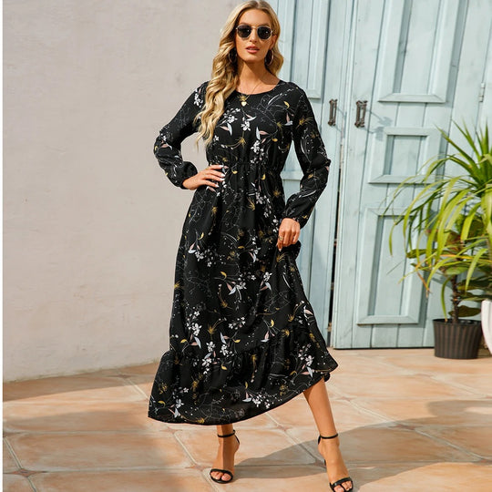 Robe longue bohème en mousseline pour femme