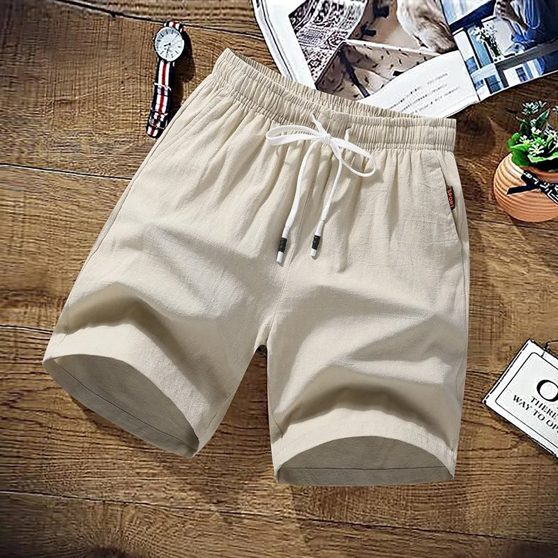 Short de plage en coton et lin pour homme