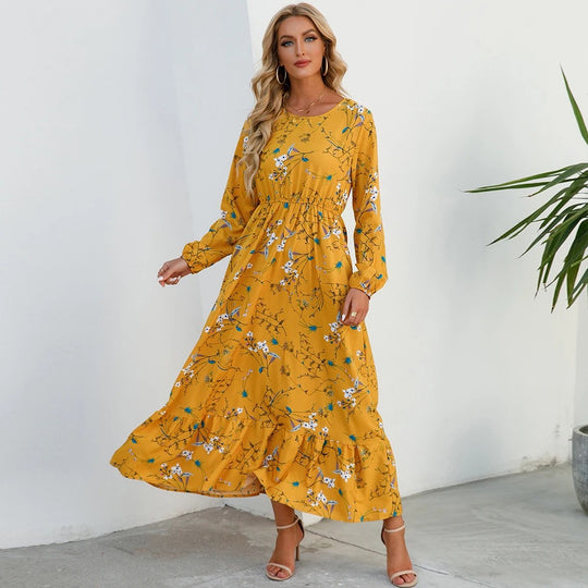Robe longue bohème en mousseline pour femme