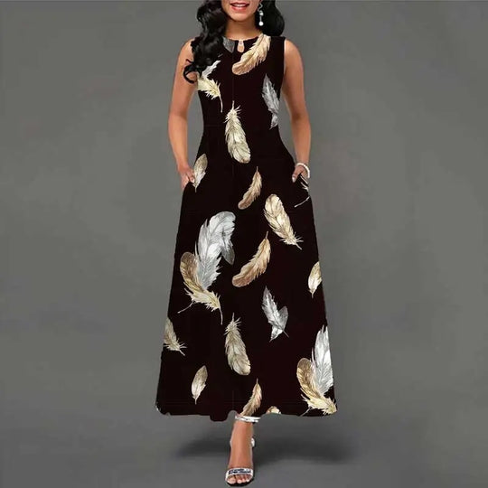 Robe bohème fleurie sans manches pour femme