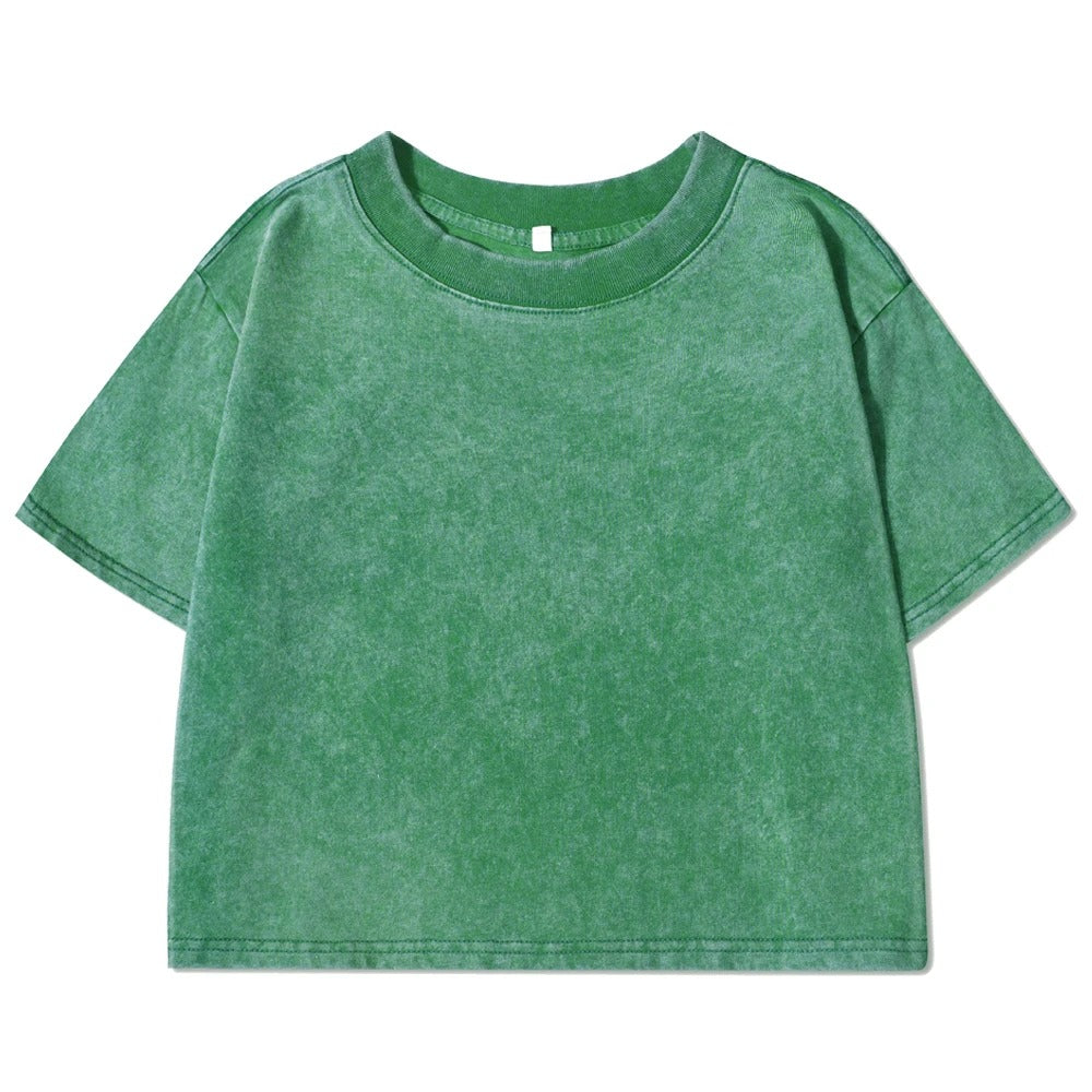 T-shirt délavé slim de couleur unie pour femmes