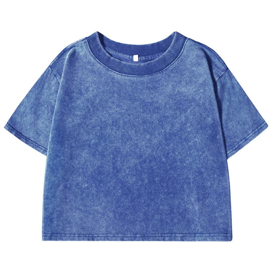 T-shirt délavé slim de couleur unie pour femmes