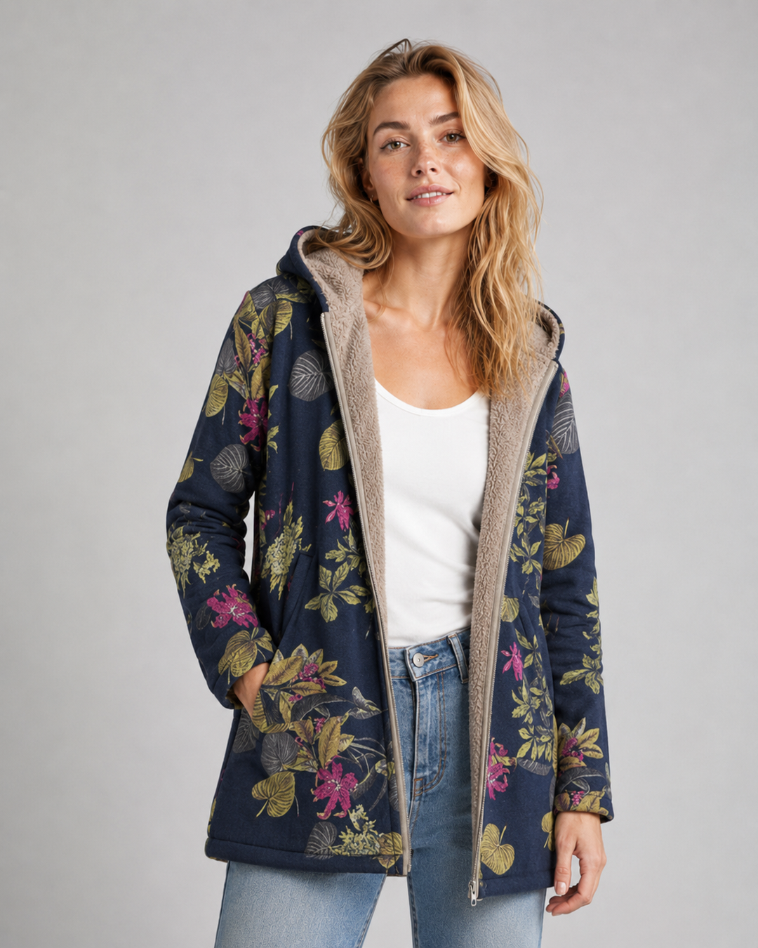 Veste à Capuche Femme Motif Floral