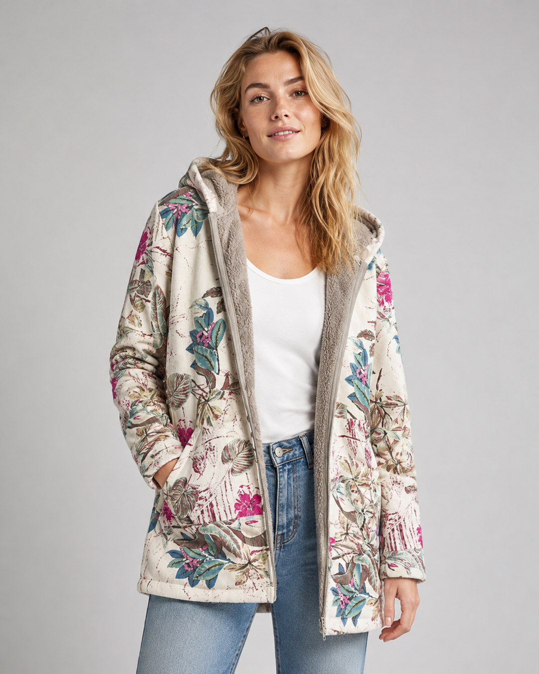Veste à Capuche Femme Motif Floral