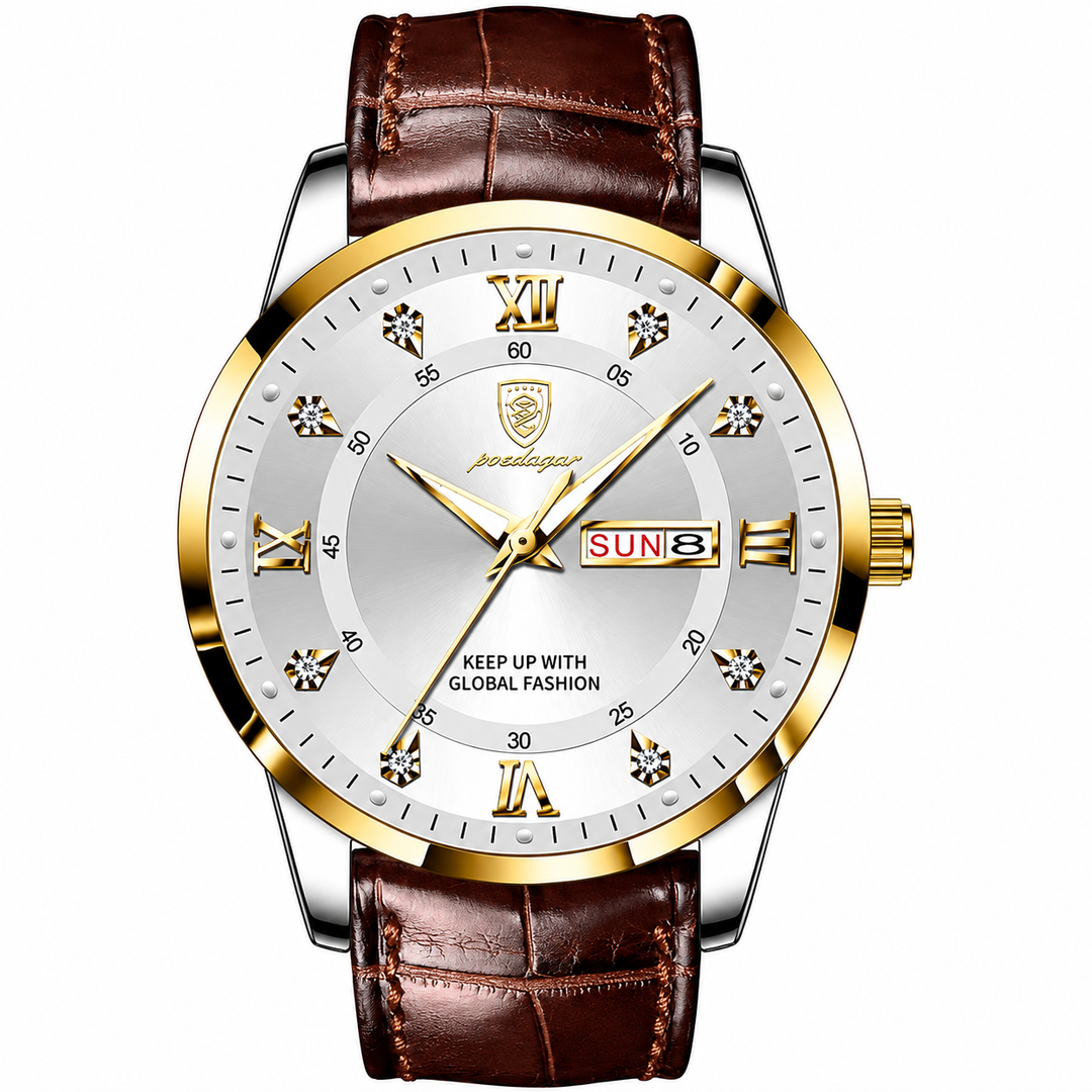 Montre-bracelet pour hommes en acier inoxydable avec affichage lumineux