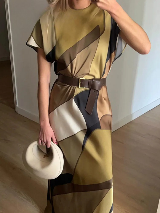 Robe vintage imprimée à découpes pour femmes