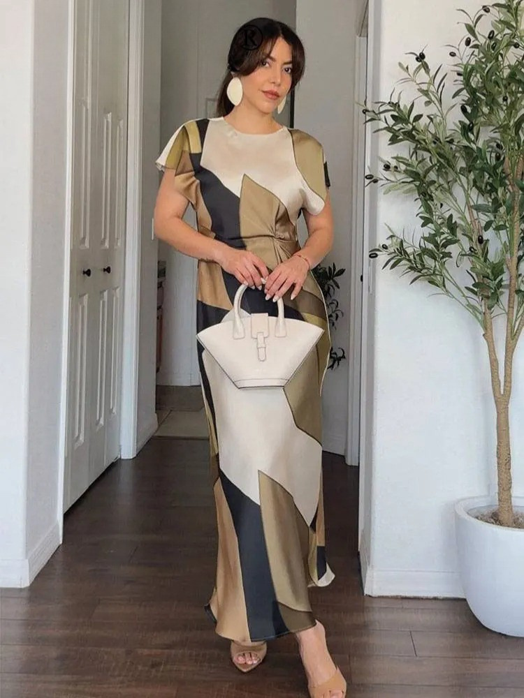 Robe vintage imprimée à découpes pour femmes