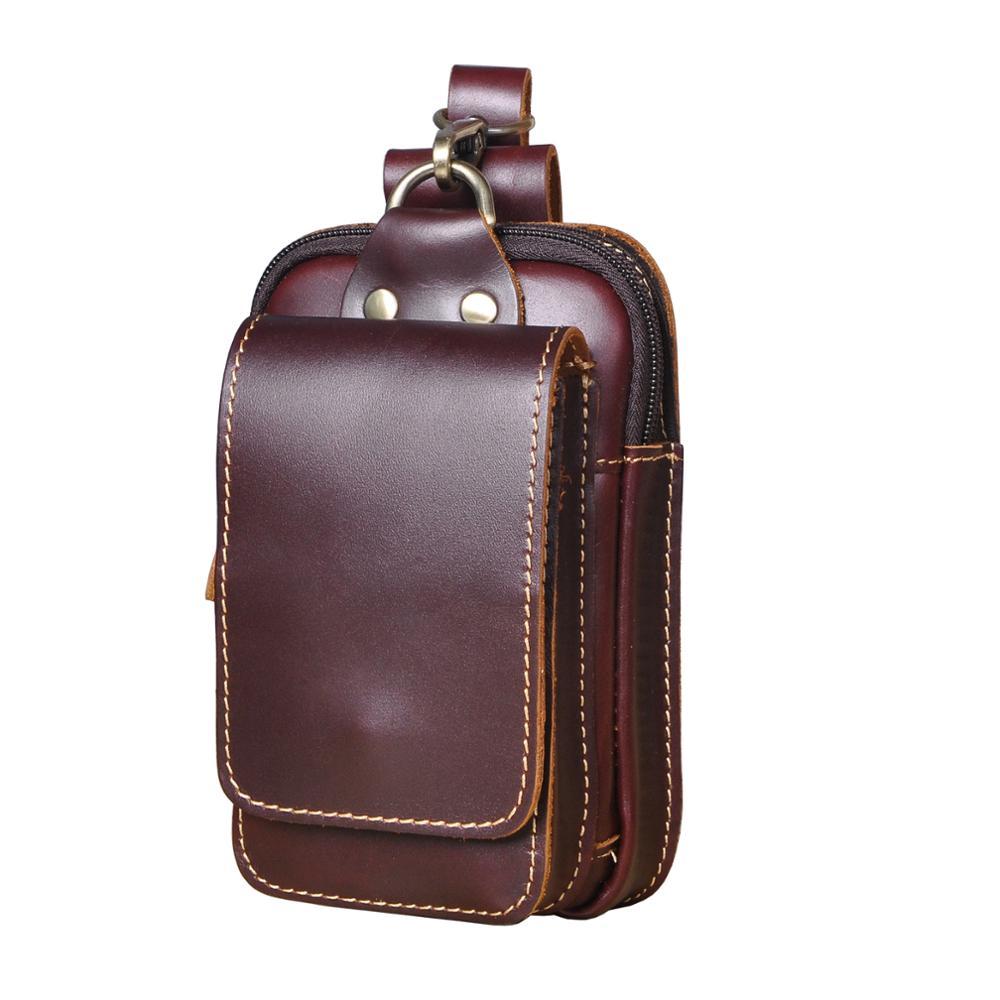 Sac de ceinture pour homme en cuir véritable