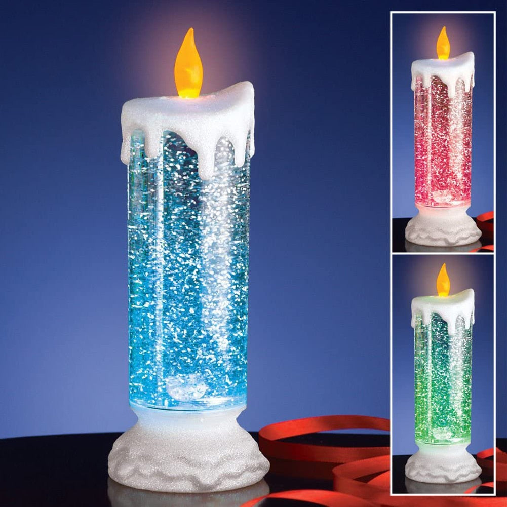 Bougie à eau LED à changement de couleur avec paillettes