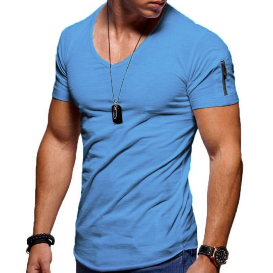 T-shirts musclés à col en V pour hommes
