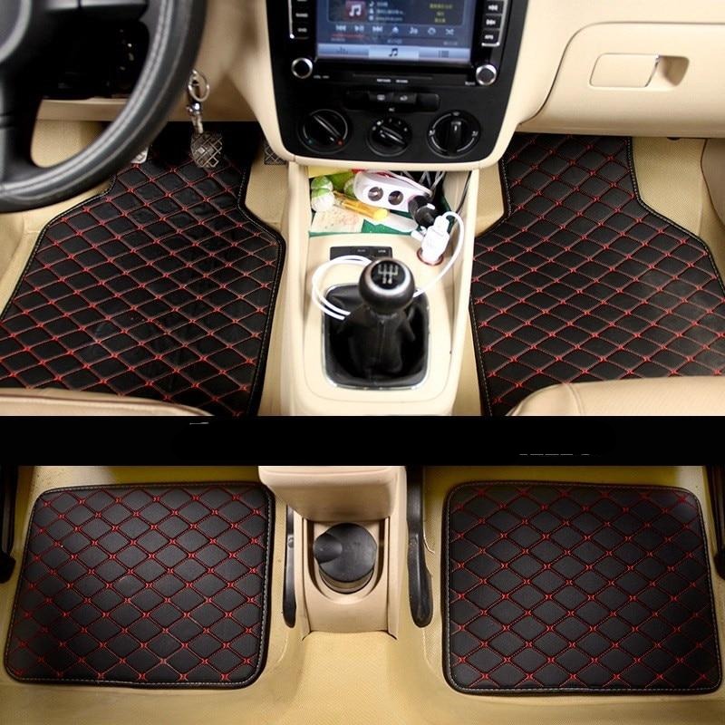 4 pièces rouge universel en cuir tapis de sol de voiture accessoires  d'intérieur de style