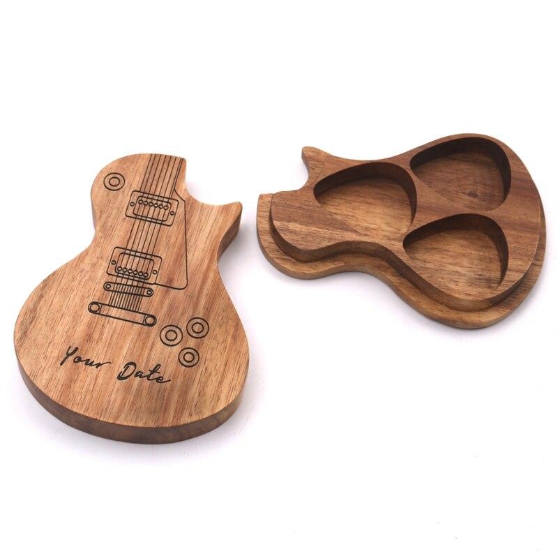 Médiator en bois personnalisé avec étui en forme de guitare