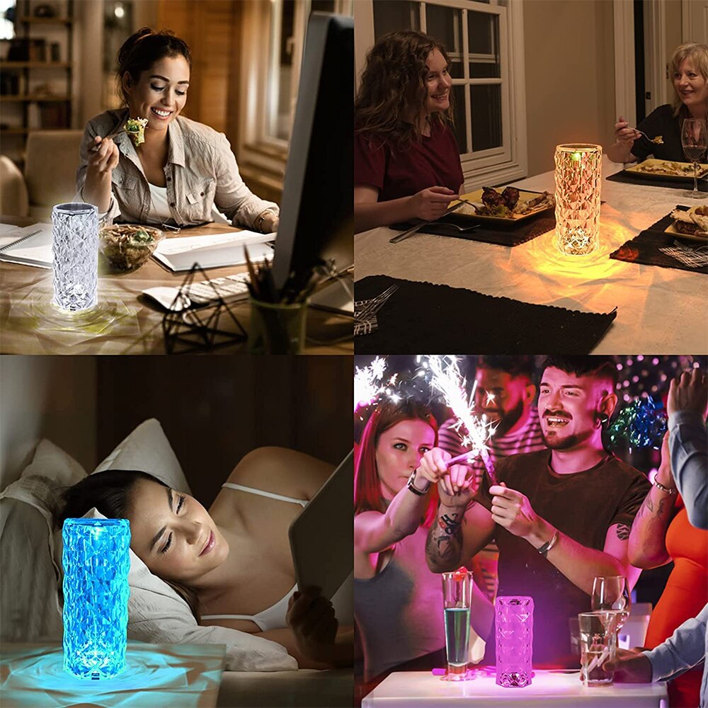 Lampe tactile pour projecteur en cristal rose