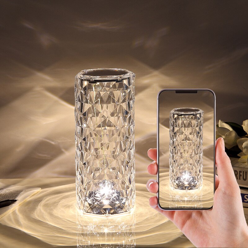 Lampe tactile pour projecteur en cristal rose