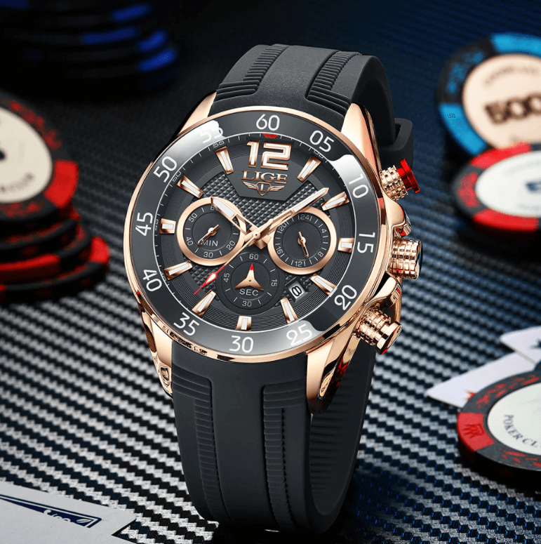 LIGE Montre sportive chronographe de luxe