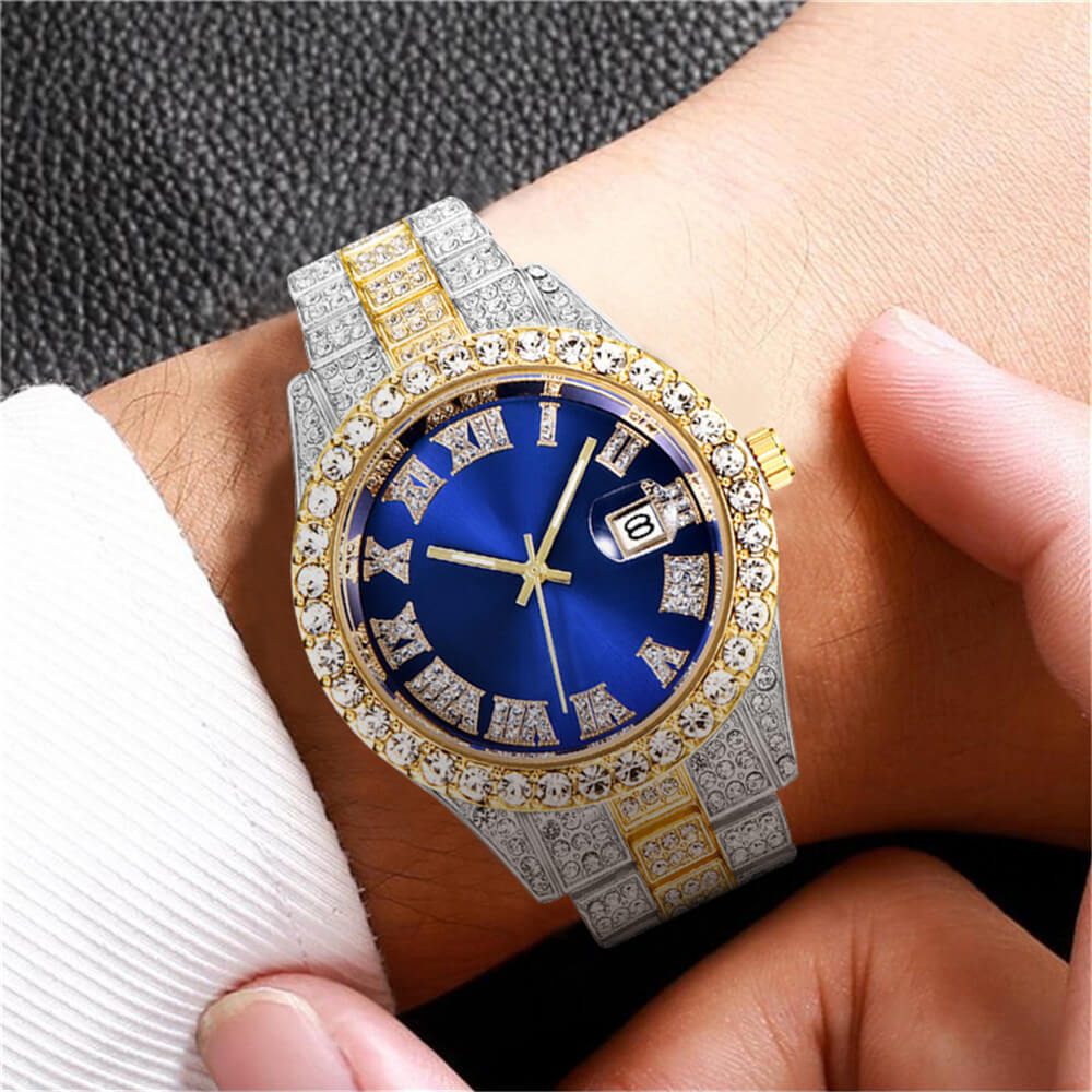 Montre à chiffres romains "Fully Iced Out