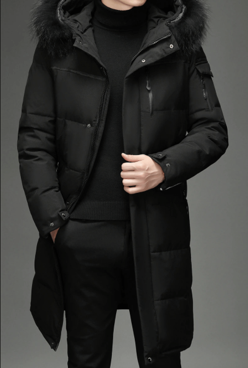 Manteau d'hiver à capuche en fourrure pour hommes